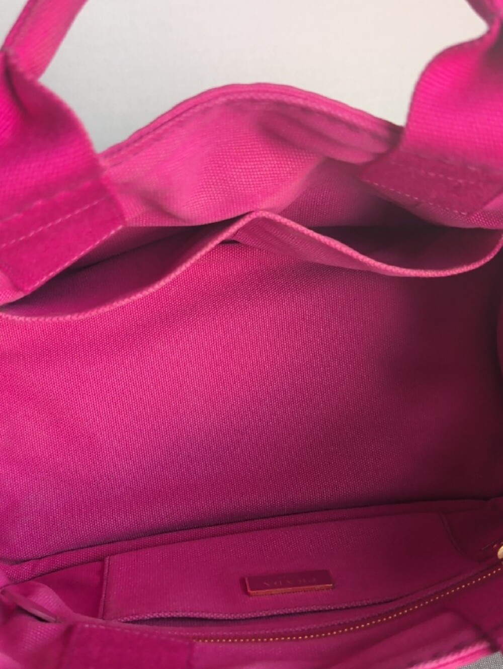 PRADA Pink Canapa Canvas PM Tote With Strap - Picture 11 of 16